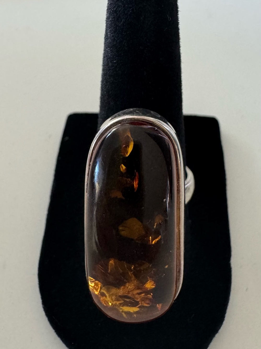 Genuine Amber 925 Sterling Silver Ring